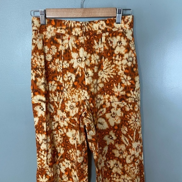 ZARA Printed Linen Geometric Floral Tie Dye Floral Pants - Picture 9 of 14